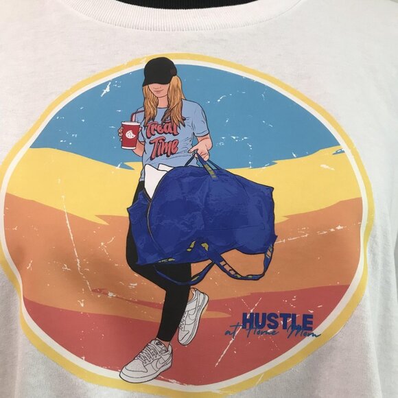 Hustle at Home Mom Shirt Womens Extra Large White Graphic Tee Coffee Hanes - Picture 2 of 6